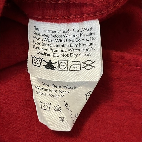 Eddie Bauer Cotton Flannel Button Down Shirt in Solid Red - Picture 11 of 12